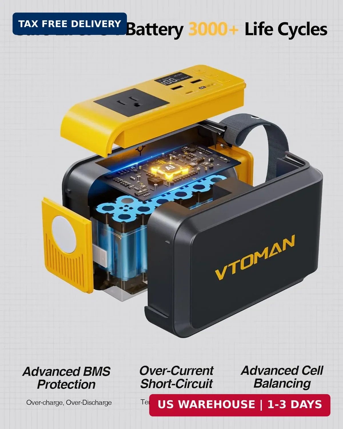 VTOMAN Jump 100 Portable Power Station, Solar Generator LiFePO4 Battery Power St