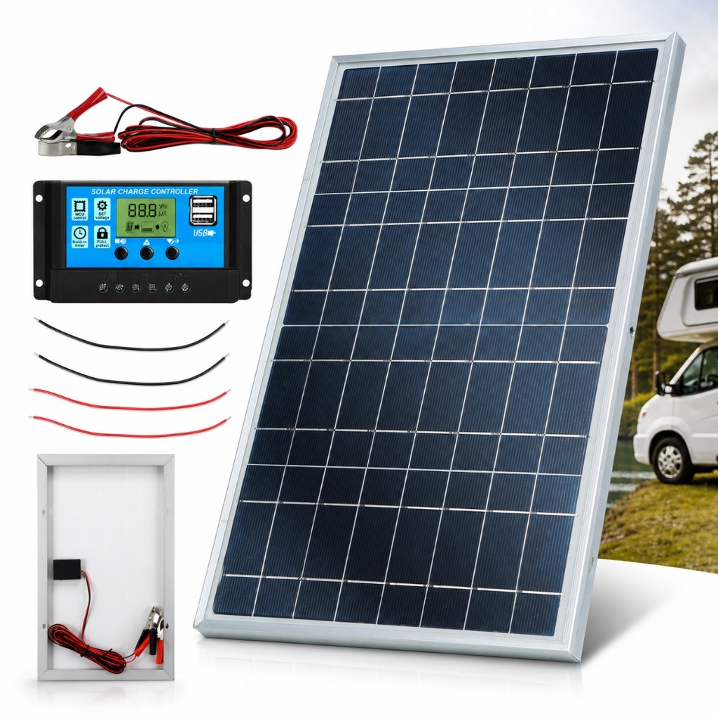 100A Solar Panel Kit 30W 12V Battery Charger Monocrystalline Controller RV Boat