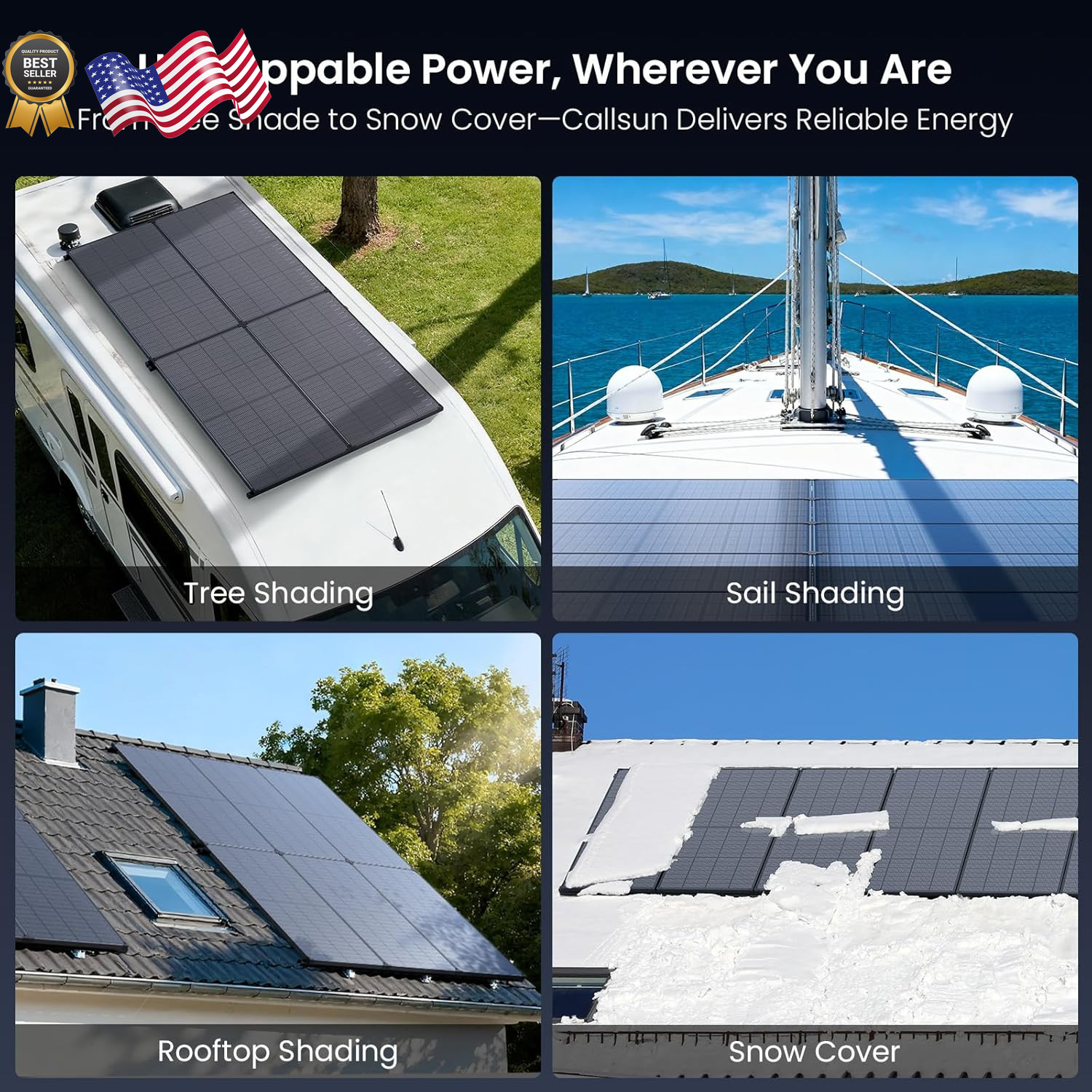 430W Anti-Shading Solar Panel,Callsun 2PCS 215 Watt N-Type 16BB Bifacial Sola