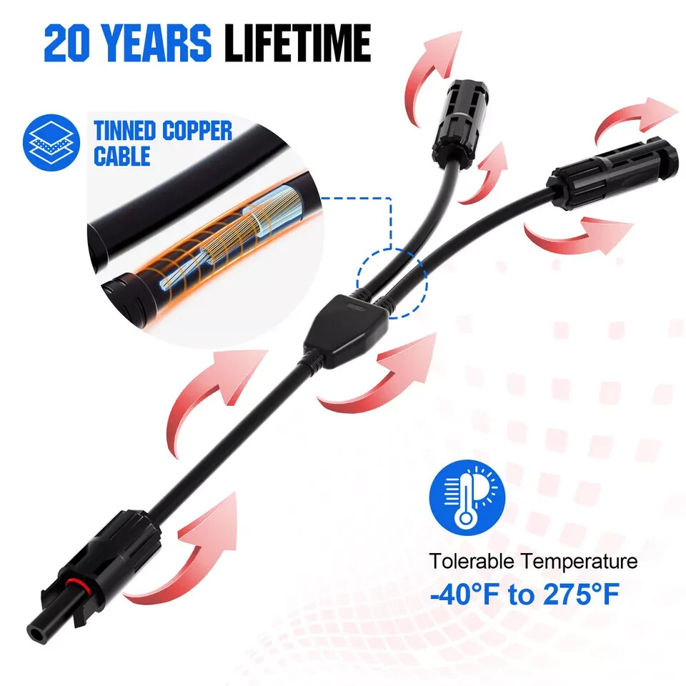 ECO-WORTHY Solar Panel Accessories and Y Branch Connector Battery Cables Kit