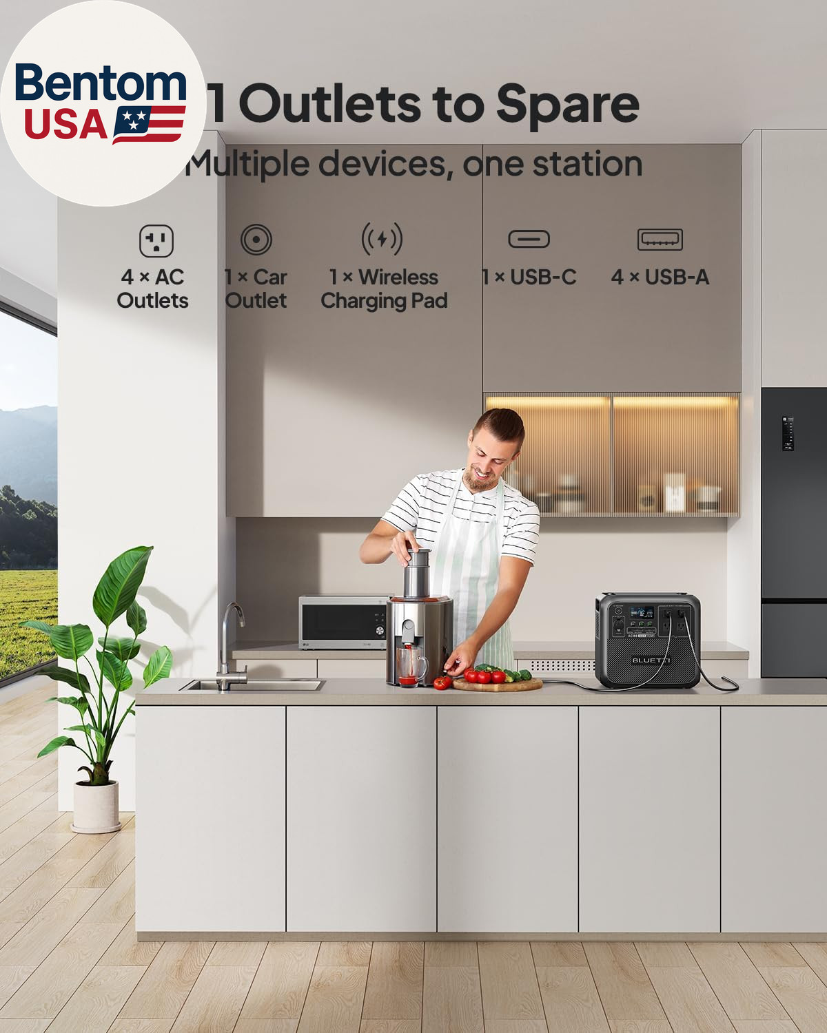 Portable Power Station AC180, 1152Wh Lifepo4 Battery Backup W/ 2 1800W (2700W Pe