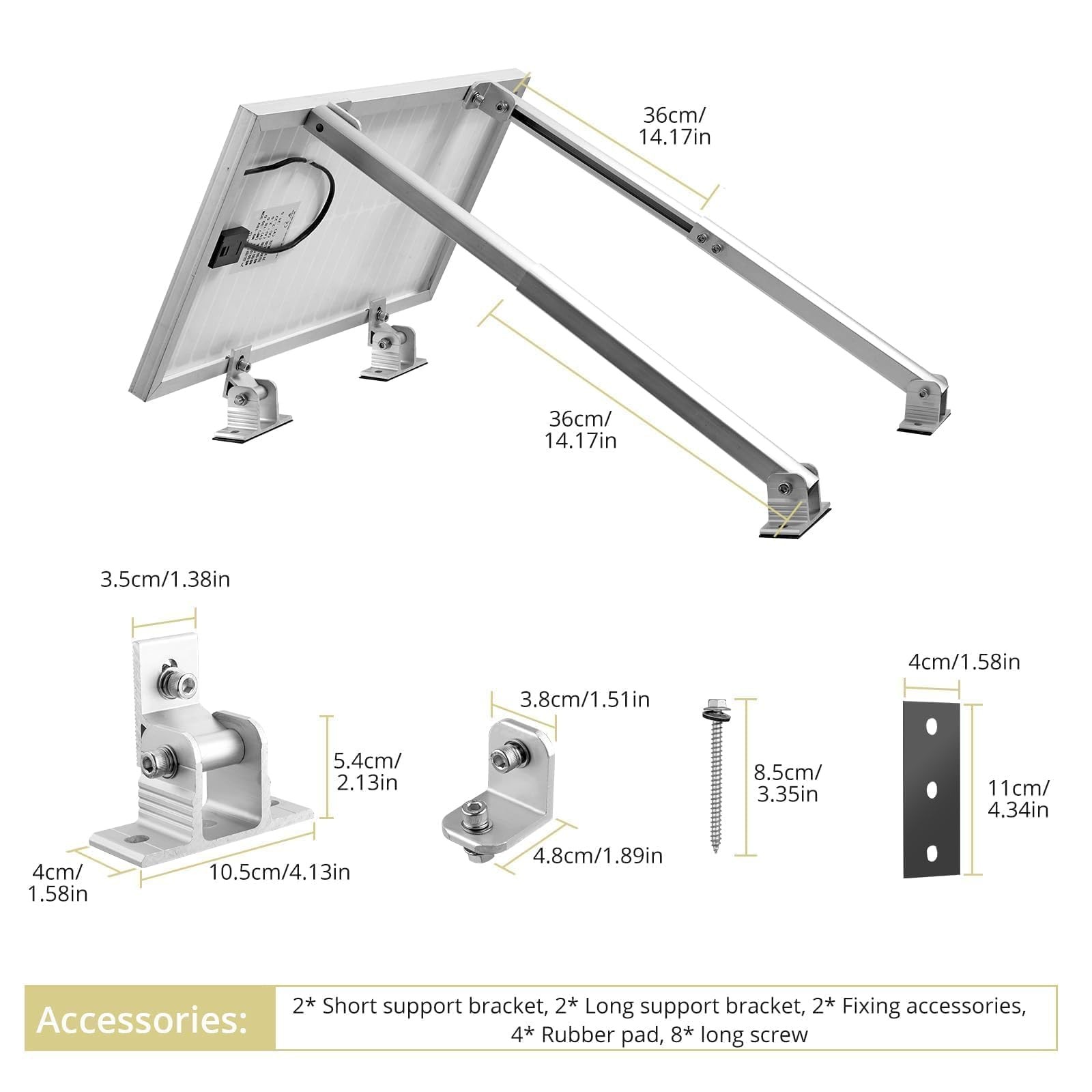 1 Set Adjustable Solar Panel Tilt Mount Brackets, 15-30° Adjustable Aluminum …