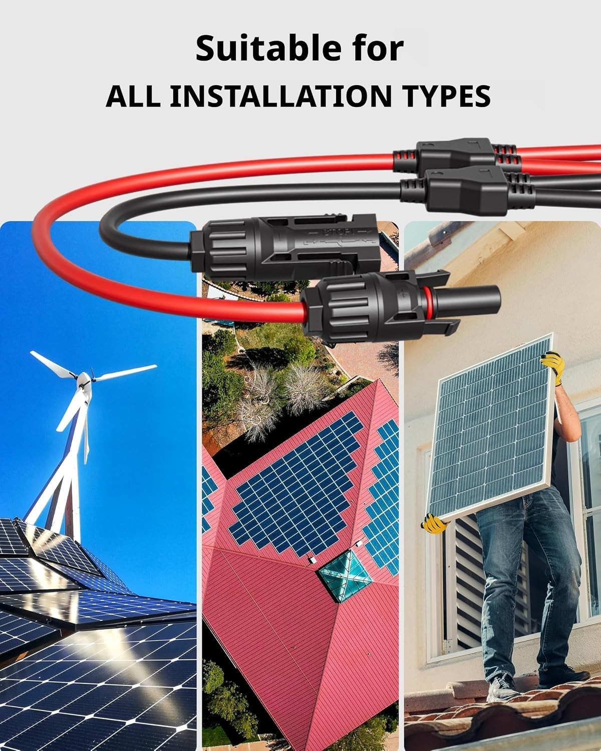 1 Pair Solar Connectors for 2 Solar Panels,Tool-Free Solar Panels Connectors …