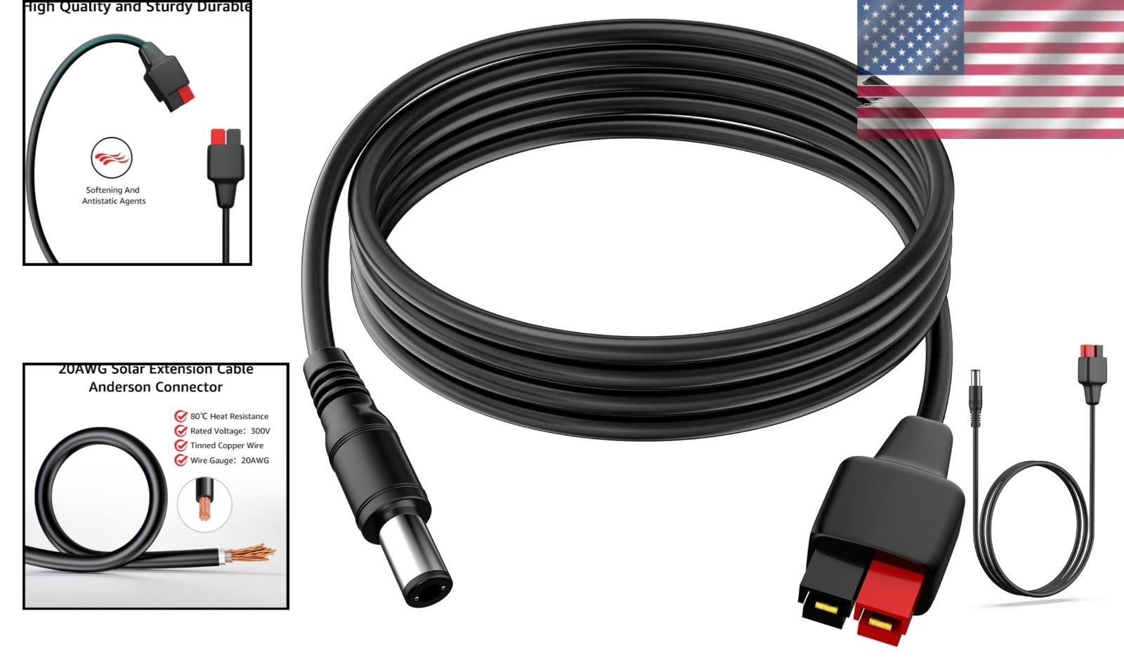 Durable 1.5M Solar Charging Extension Cable with Anderson Connector Technology