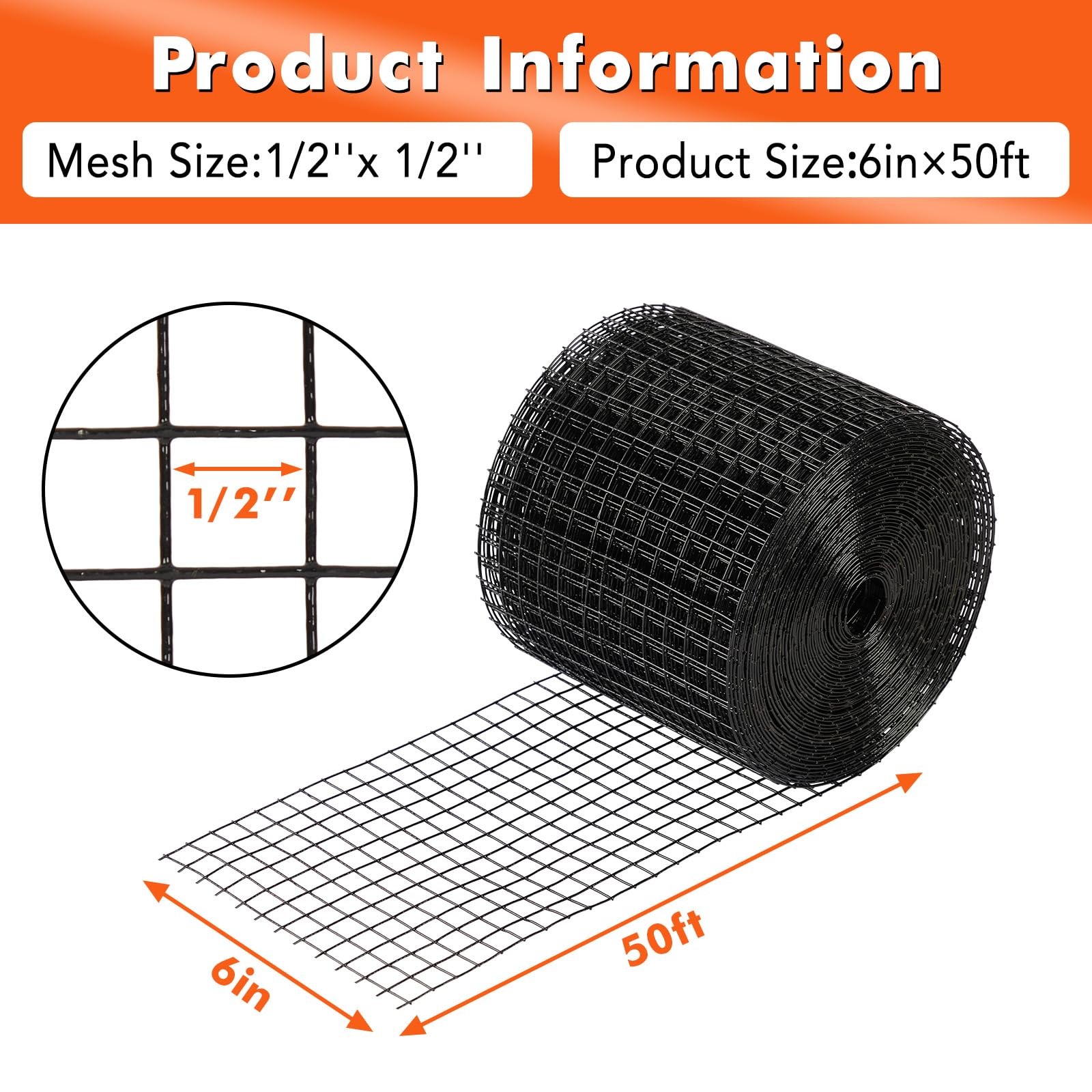 6″ x 50 ft Solar Panel Pest Barrier Kit, Heavy Duty PVC Coated Steel Mesh wit…