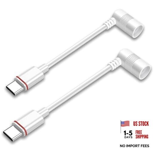 2PCS Barrel Plug to USB-C Adapter for Ring USB C Outdoor Cameras, Barrel White