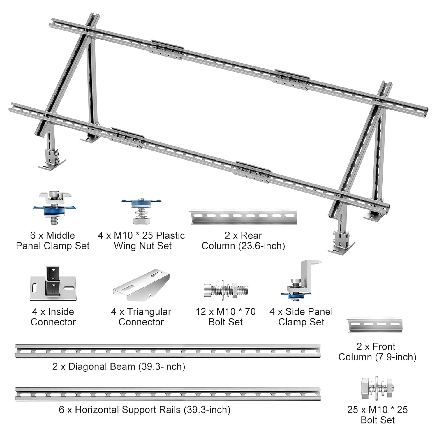 VEVOR Solar Panel Mounting Brackets, 30-60 Adjustable Multi-Piece Brackets for 1