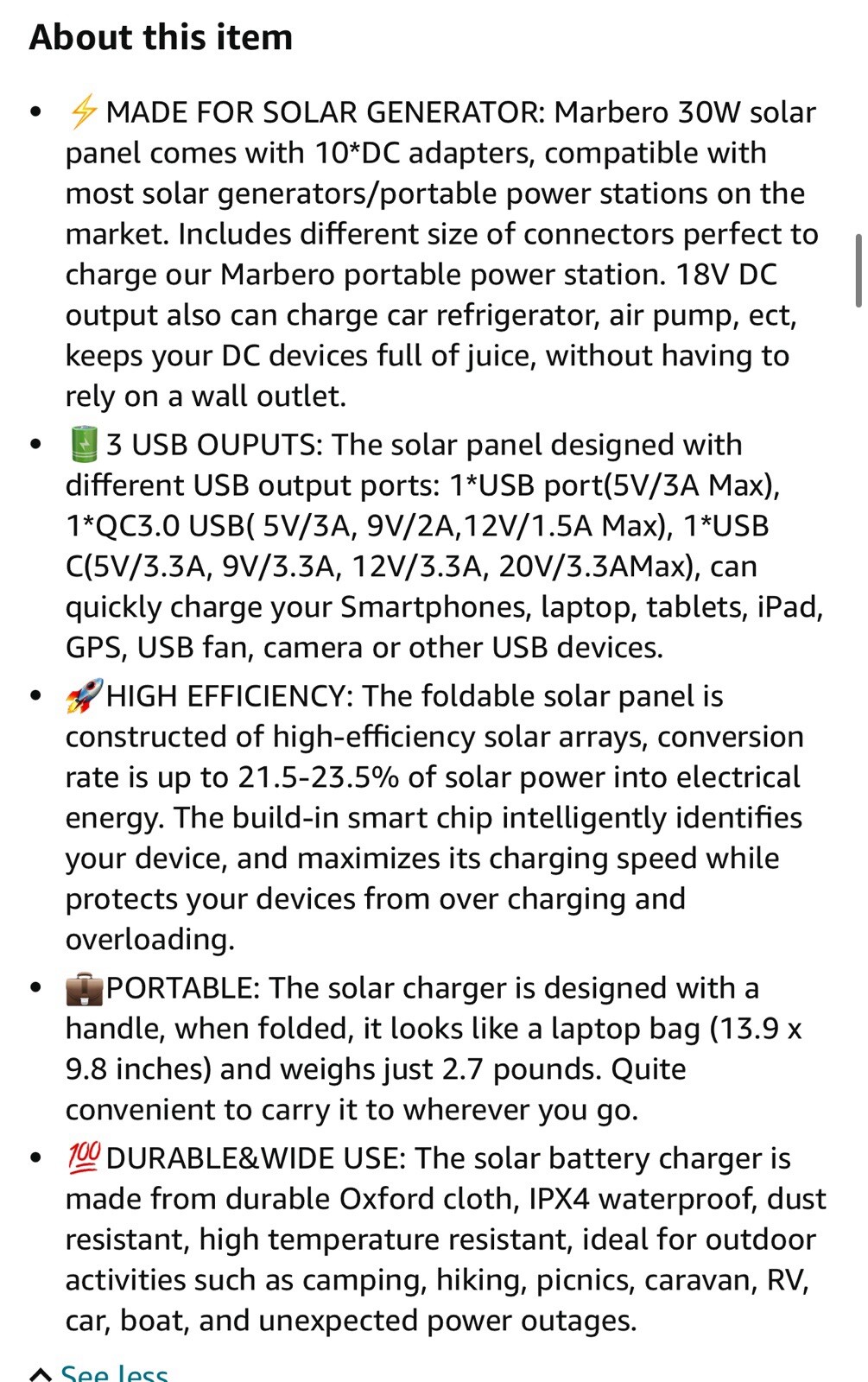 Marbero Portable Solar Power