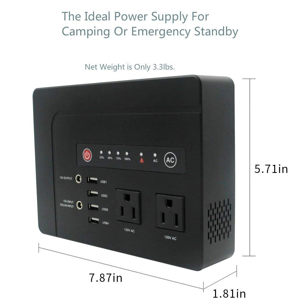 Powkey Portable Power Station 200W AC DC 146Wh Lithium Battery Solar Generator