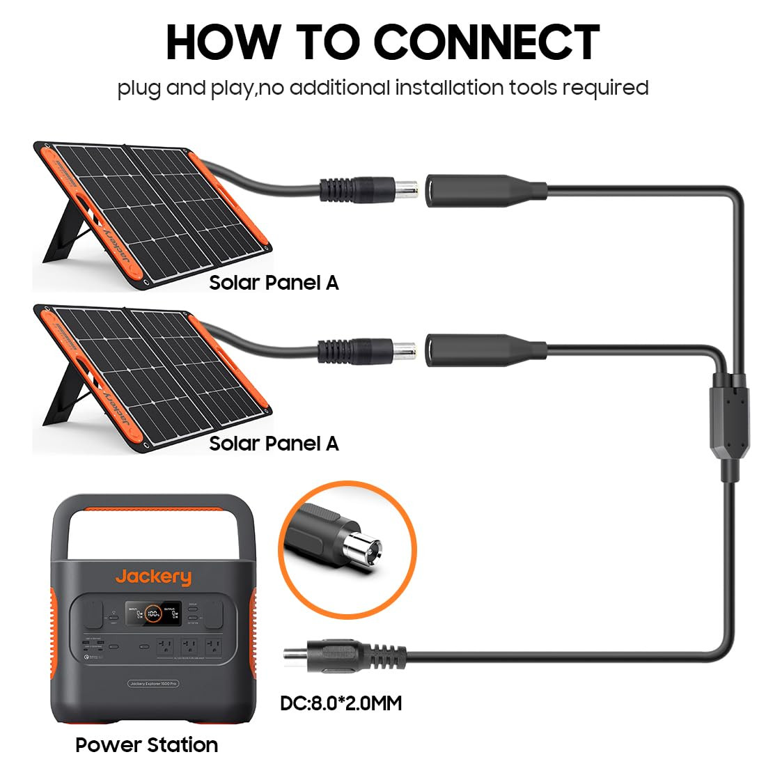 DC8020 Male to DC 8MM/DC7909 Female Compatible with Jackery Explorer 1500 2000 P