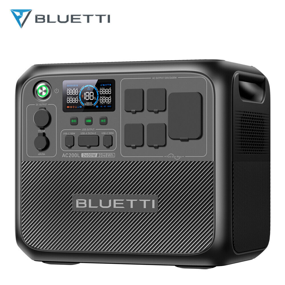 BLUETTI AC200L 2400W 2048Wh LiFePO4 Power Station for Backup +200W Solar Panel