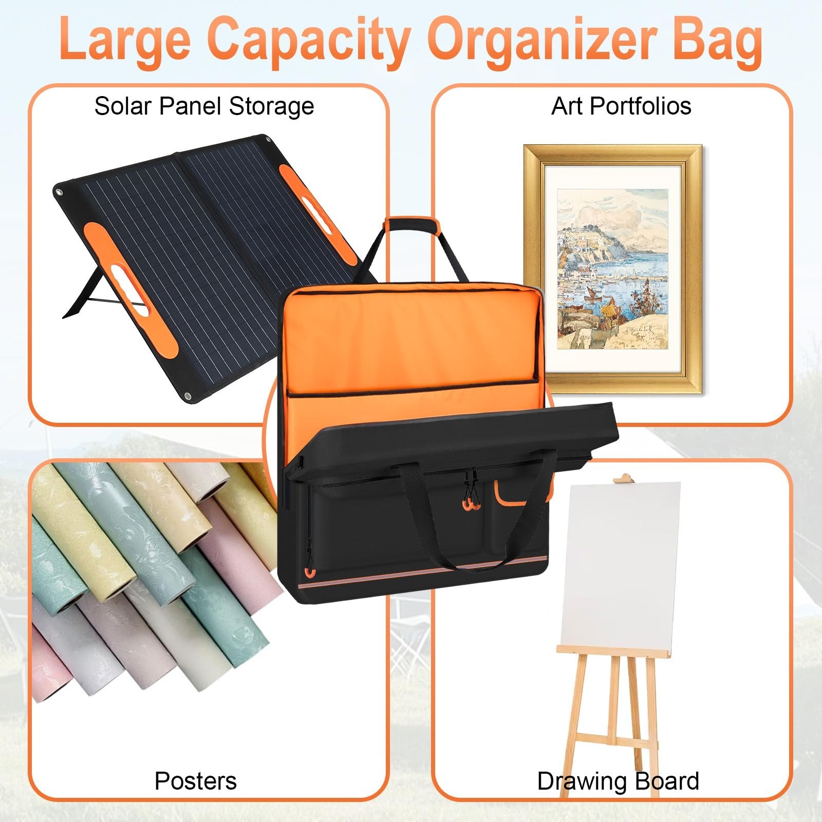 Solar Panel Carrying Case with Zipper, Deep Opening & Multi-Accessory Space – Fi