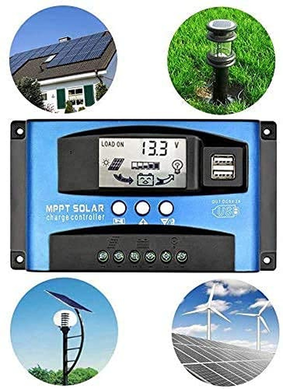 MPPT 60A 12V/24V Auto Focus Tracking Solar Panel Charge Controller Regulator …