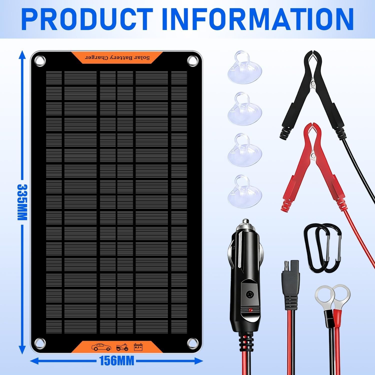 12V 10W Solar Car Battery Charger & Maintainer with Easy Installation Options