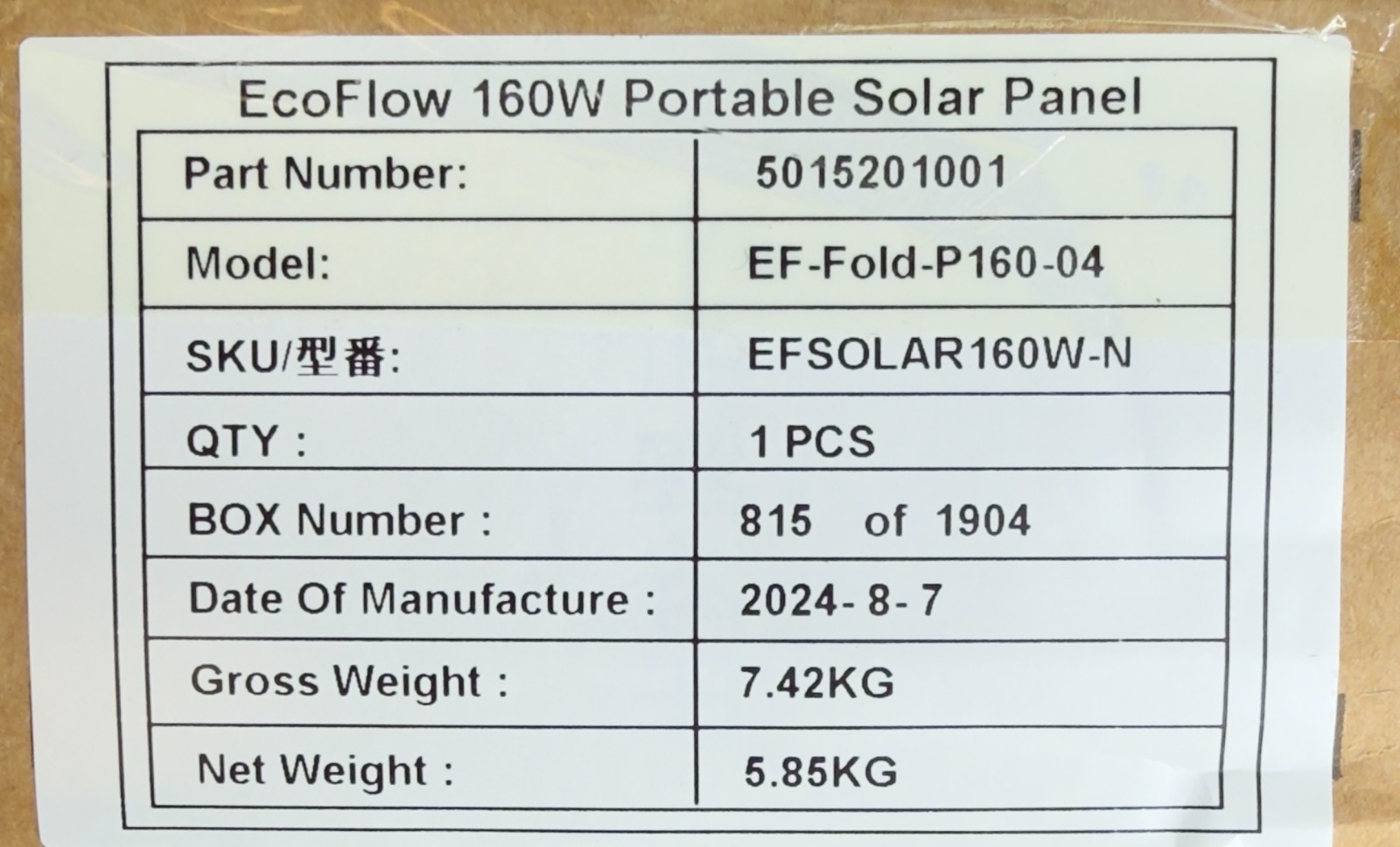 EcoFlow 160W Portable Solar Panel Foldable (New in Box/Unused)