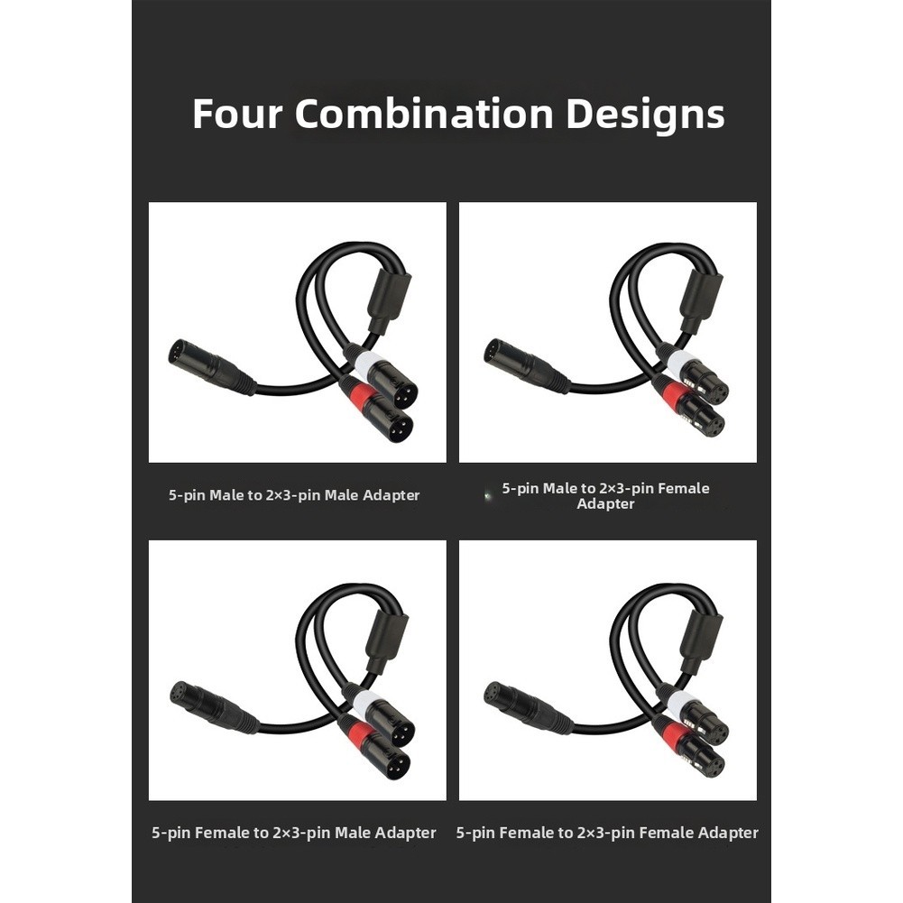 Shielded XLR F to 2x XLR M Splitter Cable 5cm for Audio For Mixer Setup