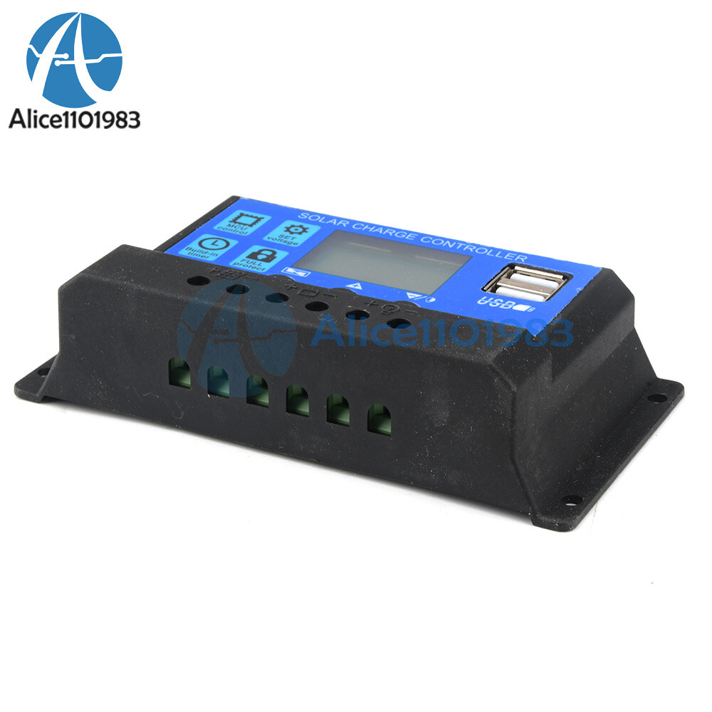 Solar Panel 12V 24V 10A 20A 30A Battery Charge Controller LCD Regulator Dual USB
