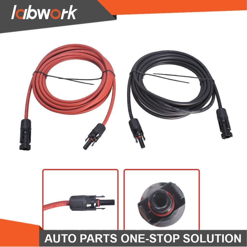 Labwork 1 Pair 10AWG 20FT Black+Red Solar Panel Extension Cable Wire Connector
