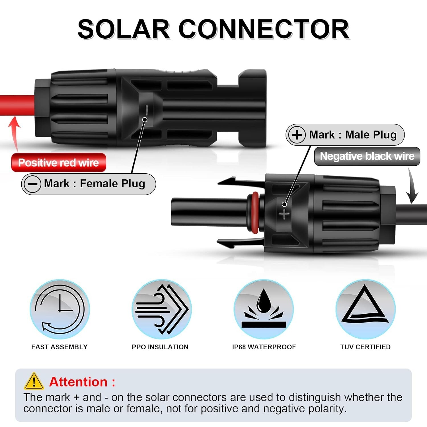 Solar Panel Extension Cable – 30 Feet 10AWG6mm² Solar Extension Cable with Fe…