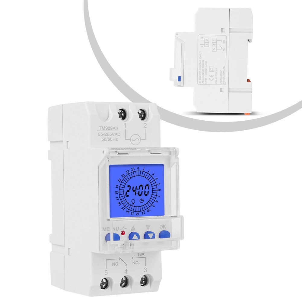 Intelligent Timer Switch 16A 24 Hours Programmable with Backlight LCD Display