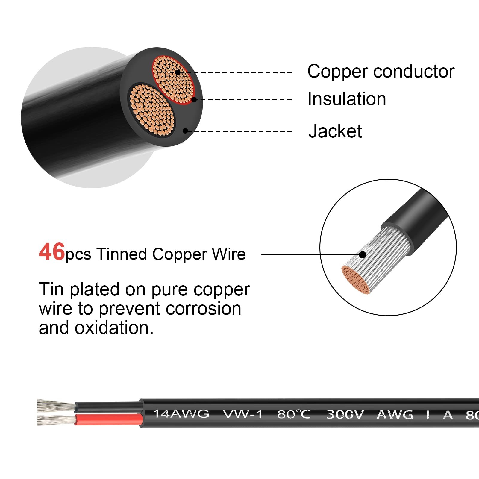 14AWG 30A Extension Cable Solar Extension Cord,30FT