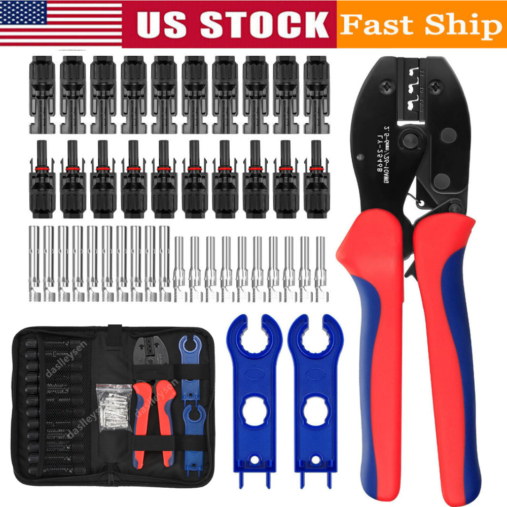 12 Pairs Wire Crimper Pliers Solar Crimping Tool Set Panel PV Cable Connectors