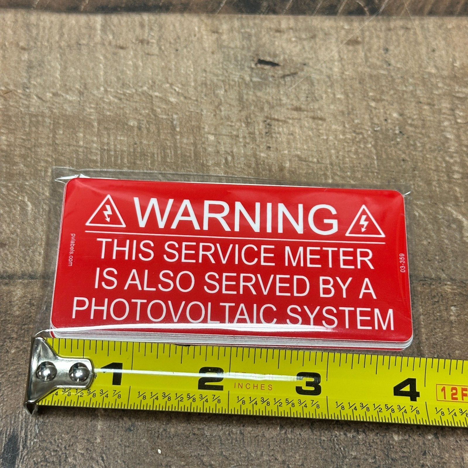 2″ x 4″ WARNING Service Meter Also Served By Photovoltaic Labels 03-359 10 Pack