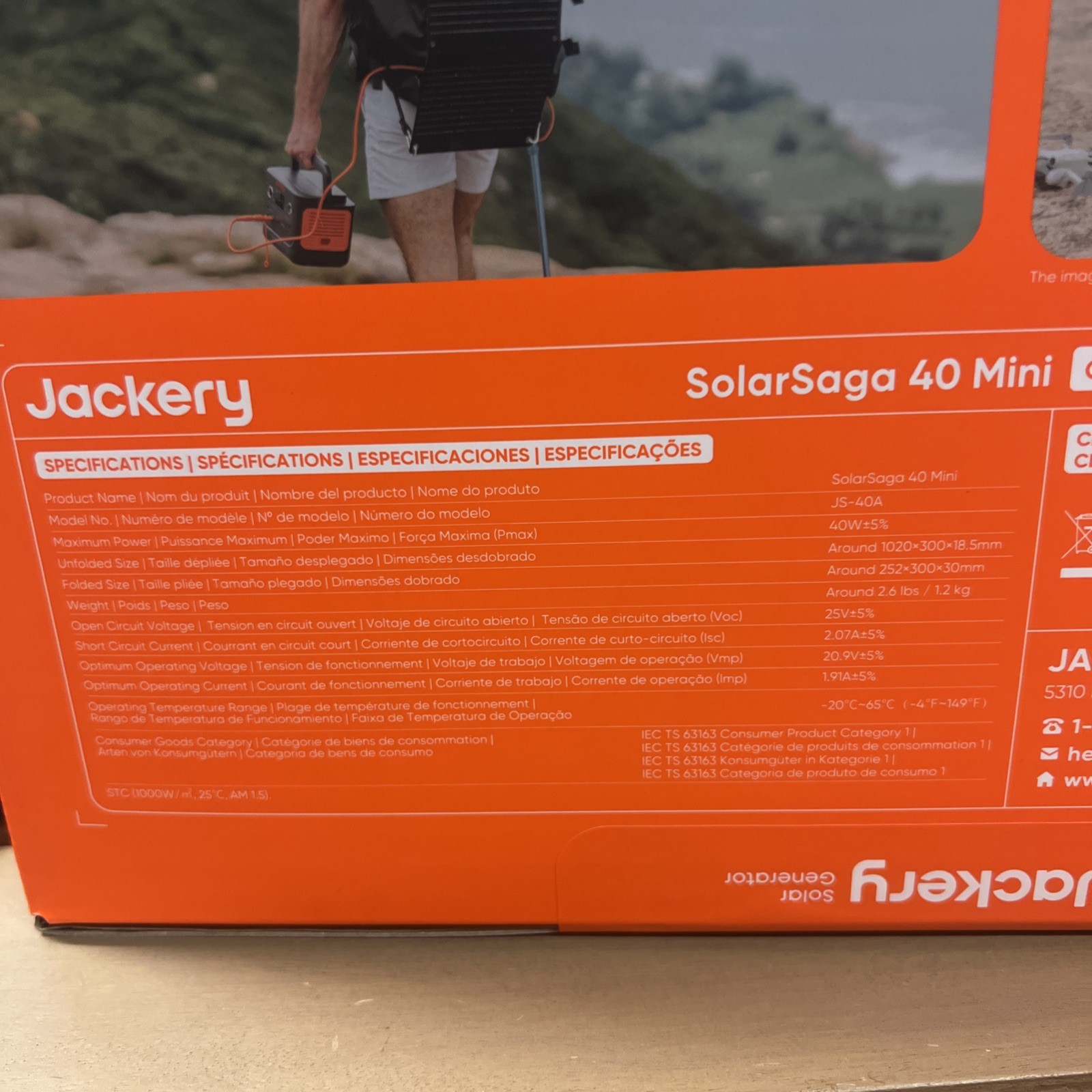 Jackery – SolarSaga 40W Mini Solar Panel – Black 0634446