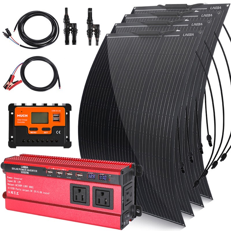 For Outdoor 5000W Complete Solar Power Generator 4 x 100W Solar Panel Kit Home
