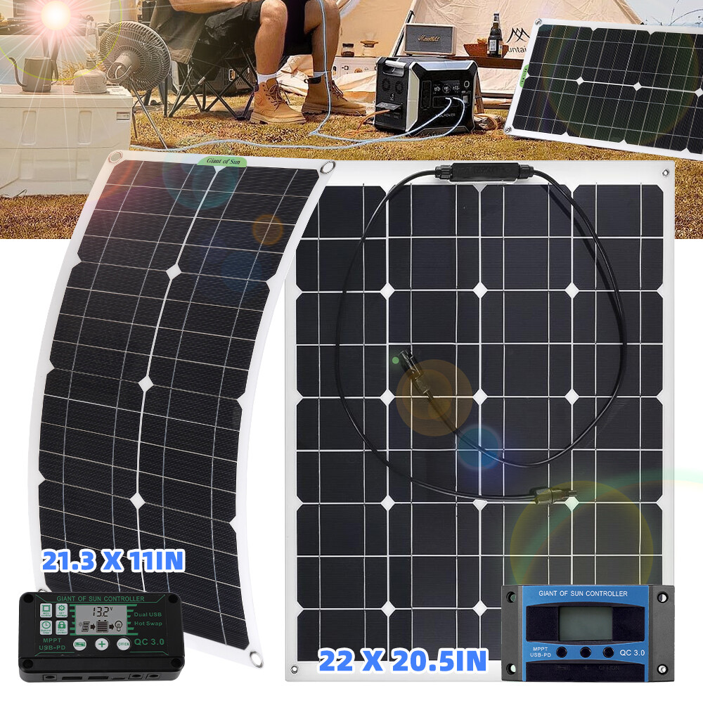200 300W Watt Flexible Mono Solar Panel 12V Battery Charge Home RV Boat Off Grid