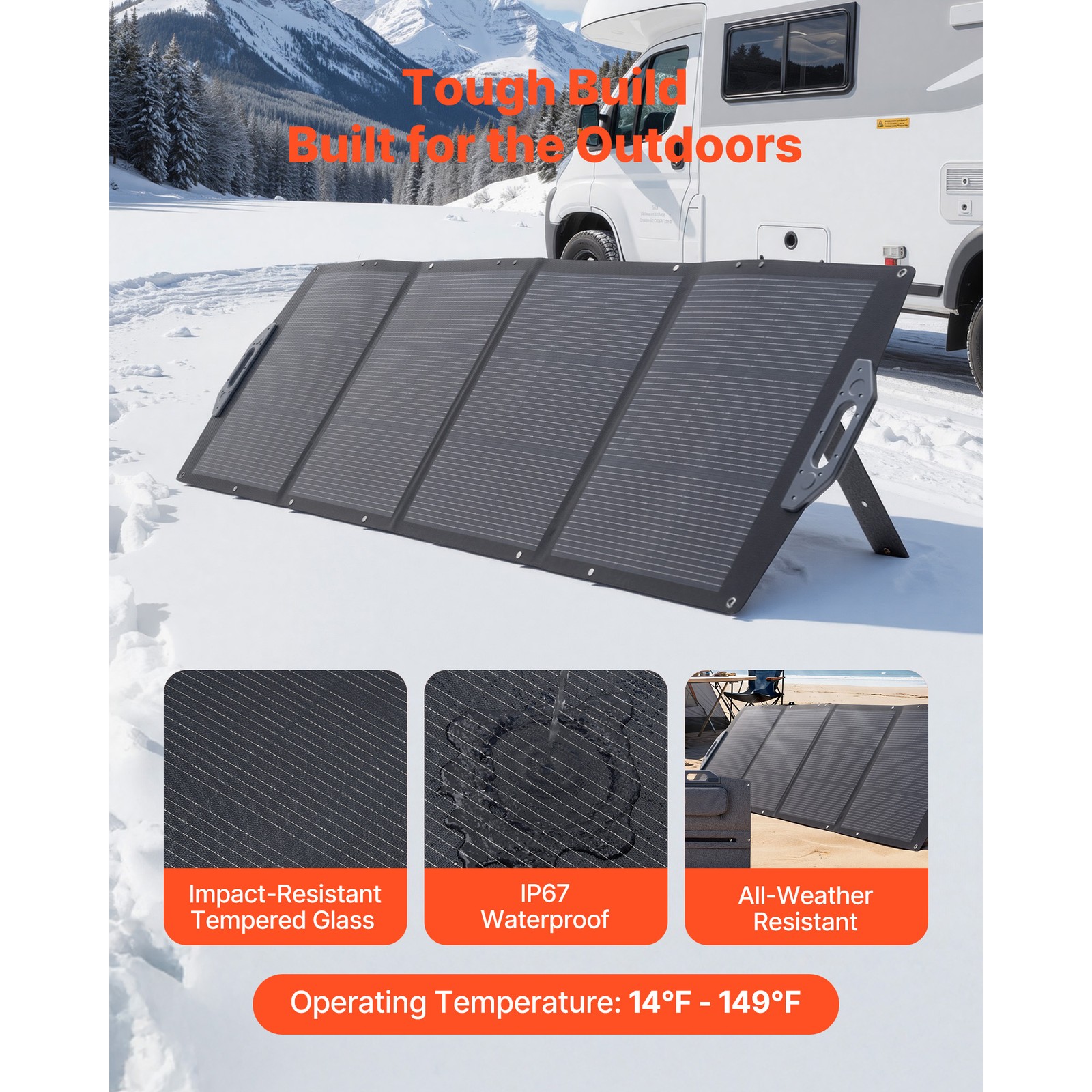 Uimoso 200WPortable Foldable Solar Panel with 24%High-Efficiency Monocrystalline