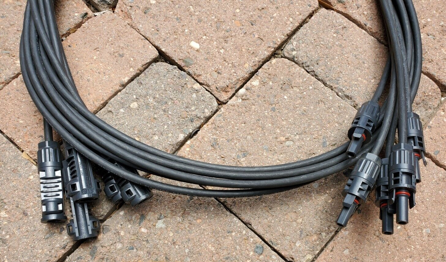 MC4 Solar Extension Cables 6ft Male to Female 10AWG PV Wire – Lot of 10 CABLES