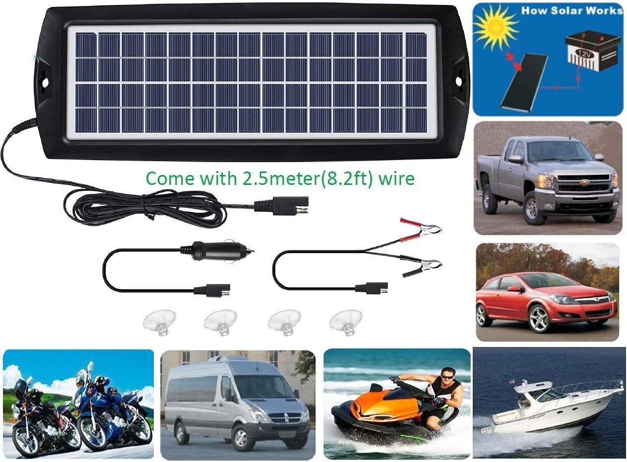 12V Solar Car Battery Charger & Maintainer – Portable Power Kit for All Vehicles