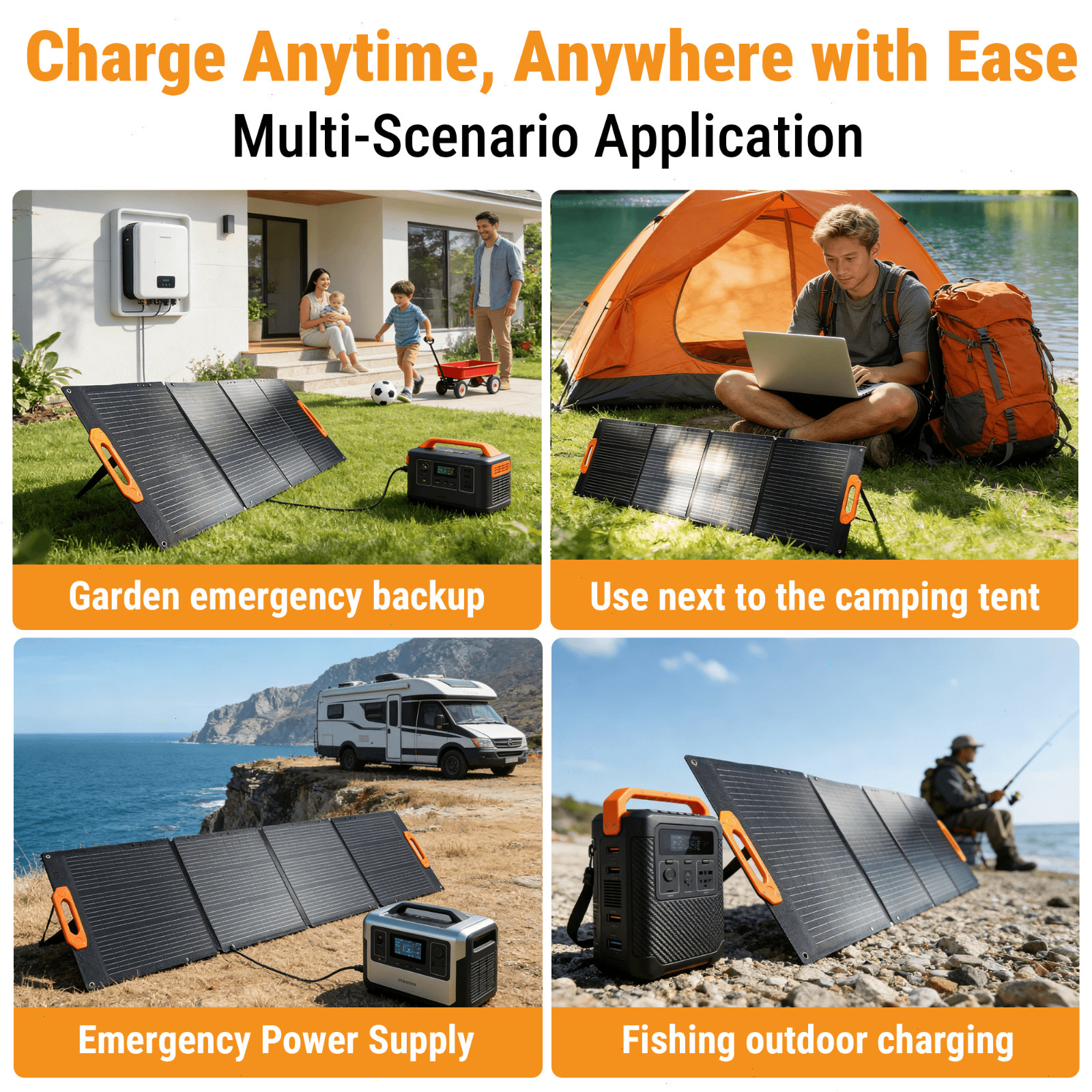 N-Type 16BB 200W Portable Solar Panel, Foldable Monocrystalline Panel
