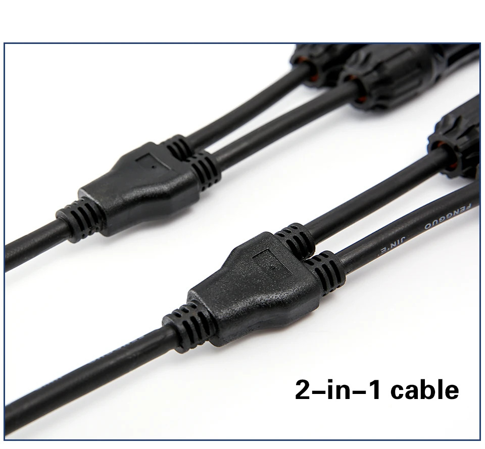 Parallel Connector 2-to-1 PV 1000V 30A Branch Adapter Cable For Combiner Box