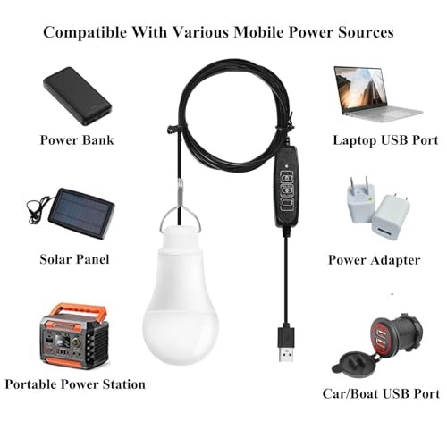 USB Light,USB Lamp,Camping Lights,7W Dimmable Hanging Portable Soft White
