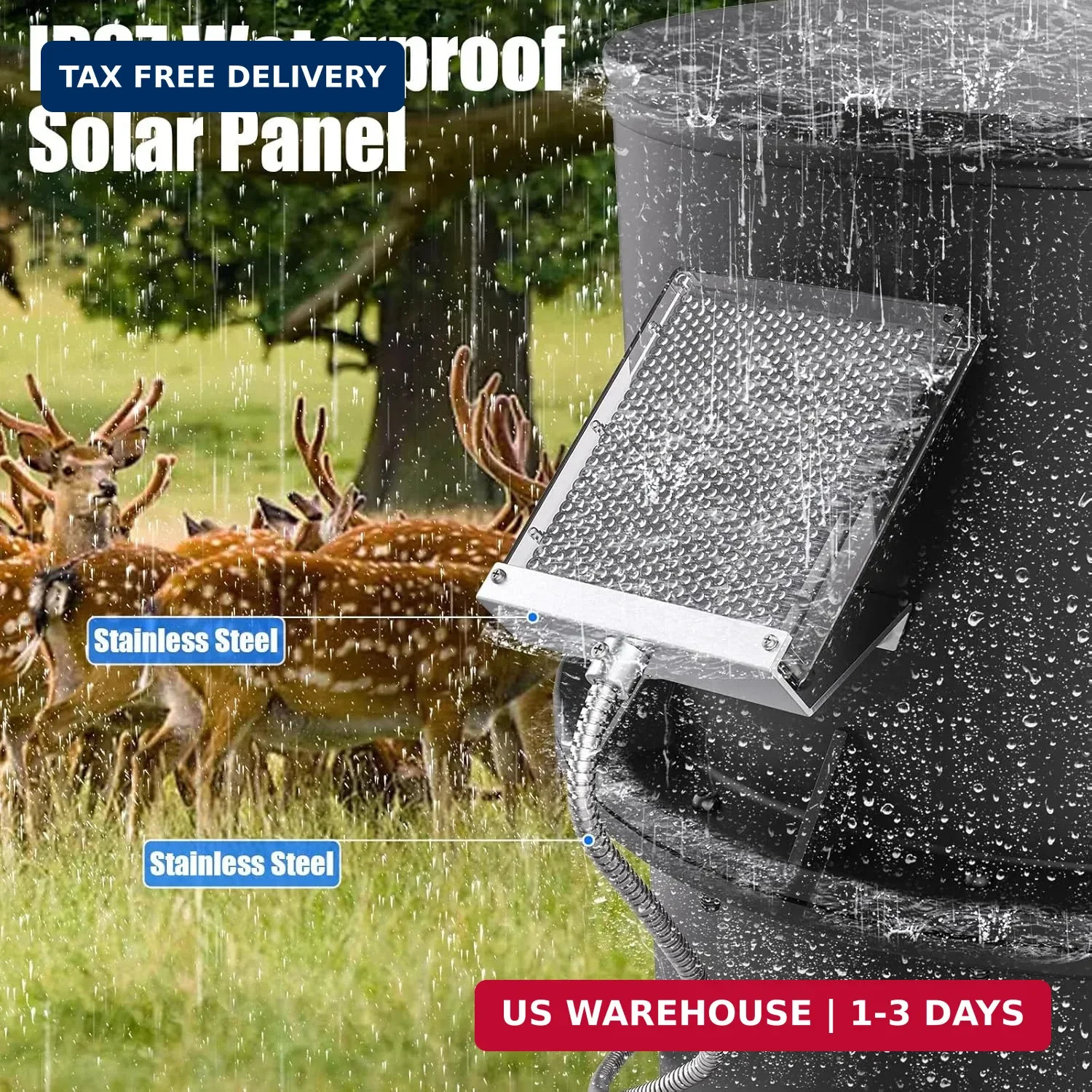 SOLPERK Solar Panel for Deer Feeder 6V IP67 Waterproof Solar Battery Charger Out