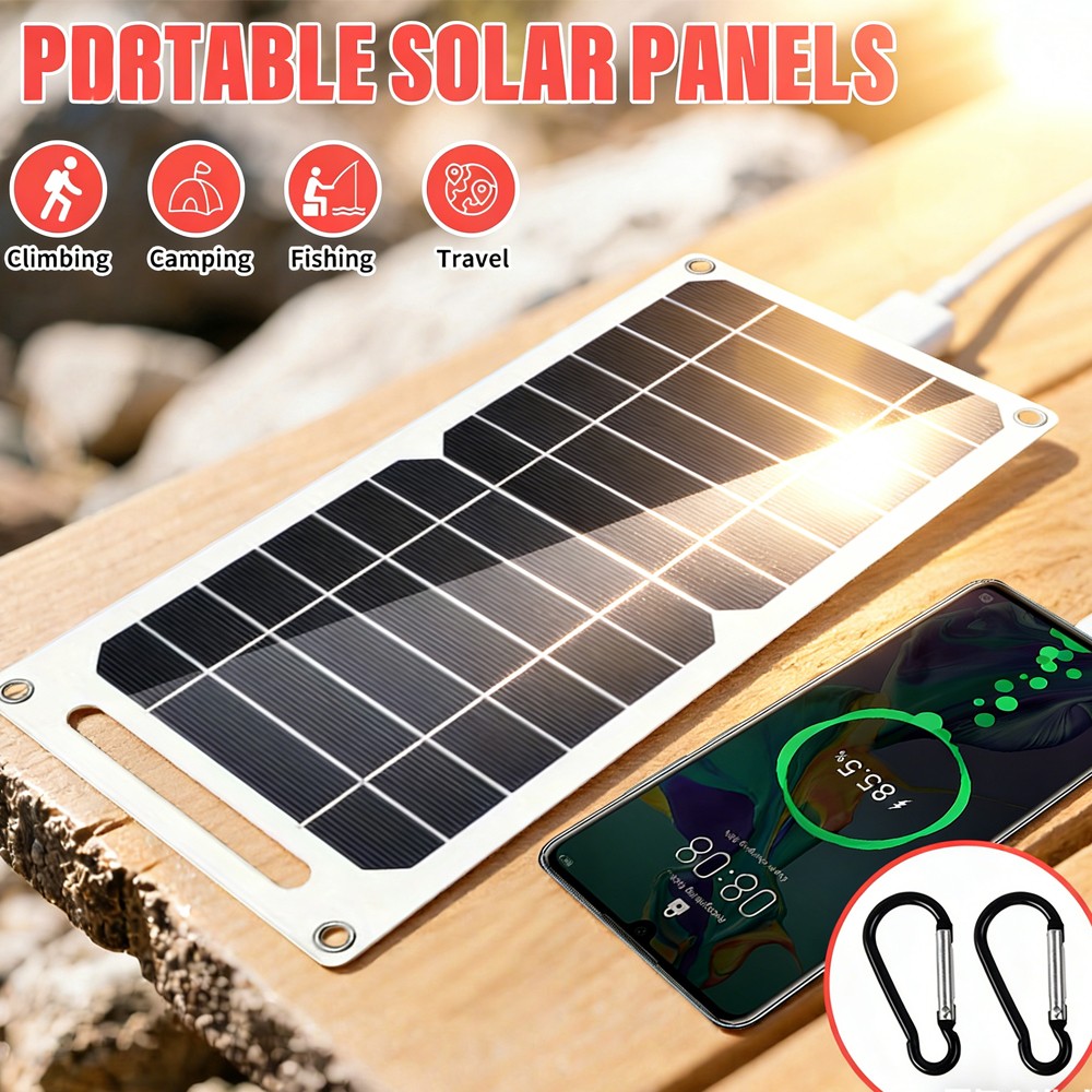 20W Flexible Mono Solar Panel Kit Battery Charger 5V Port For Outdoor Hunting