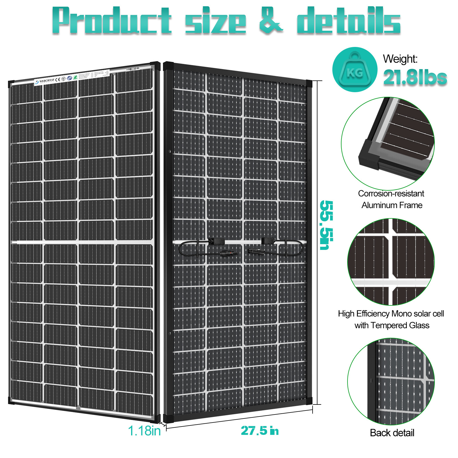 100W 200W 300W 400W Watt 12V Monocrystalline Solar Panel Home RV Charger OffGrid