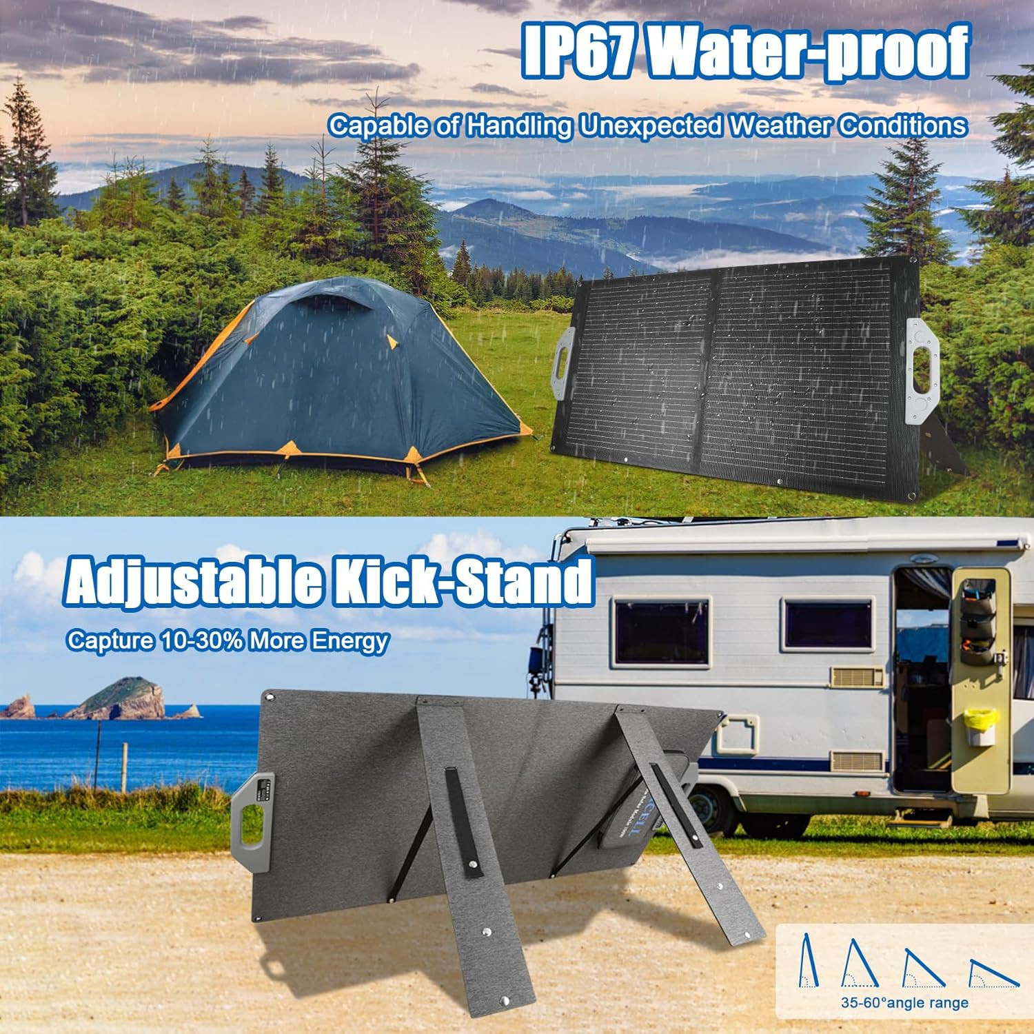 100W Portable Solar Panel Foldable – 18V USB/DC/MC4 Output for RV Camping