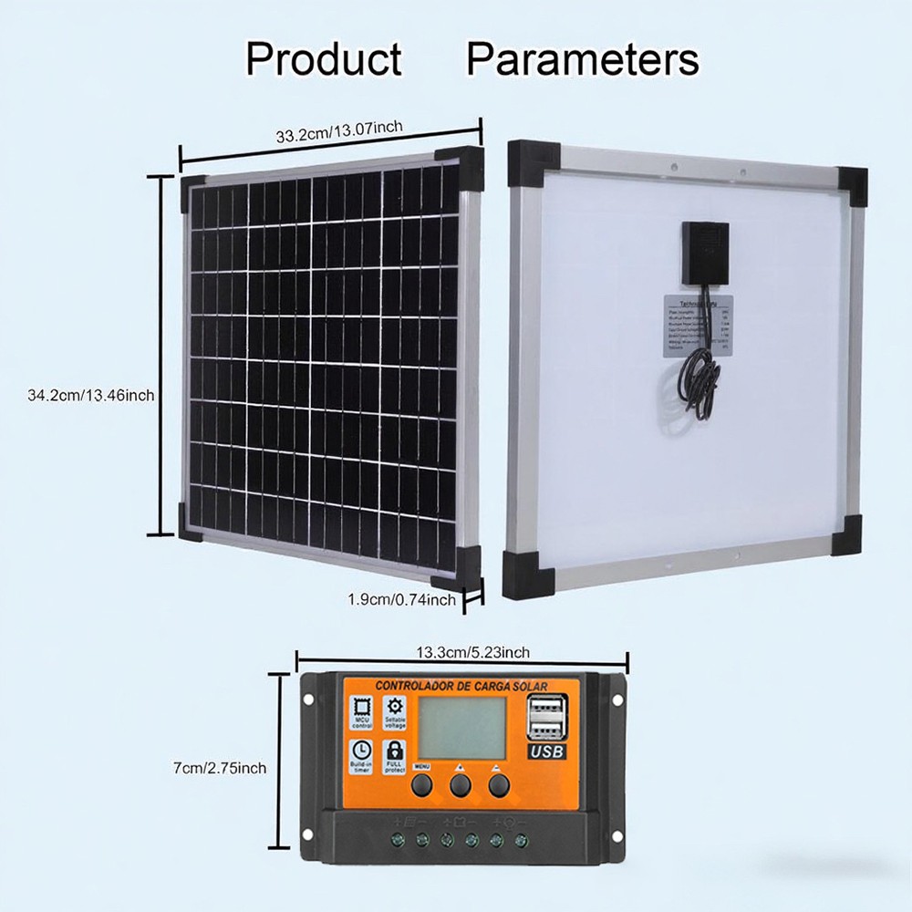 Solar Panel Kit 20W 18V Solar Battery Trickle Charger Maintainer Smart Controlle
