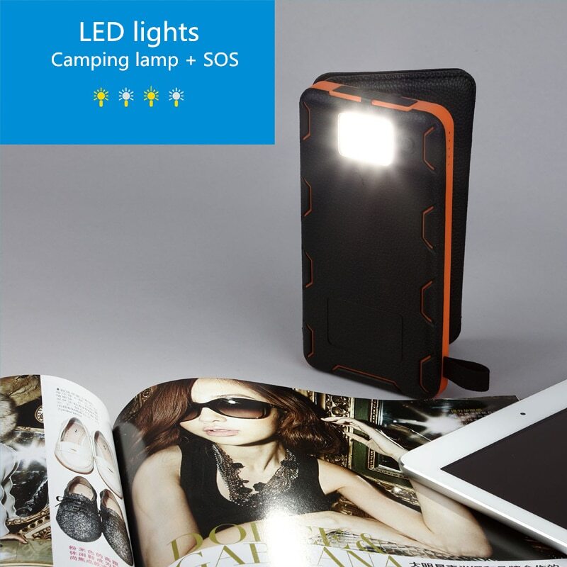 46800mAh Solar Power Bank Folding 6 Solar Panel Portable Charger For Cell Phone