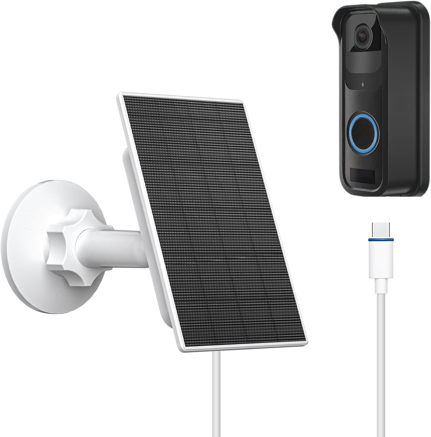 Solar Panel for Blink Video Doorbell, 2W USB-C Solar Panel Charger with Charging