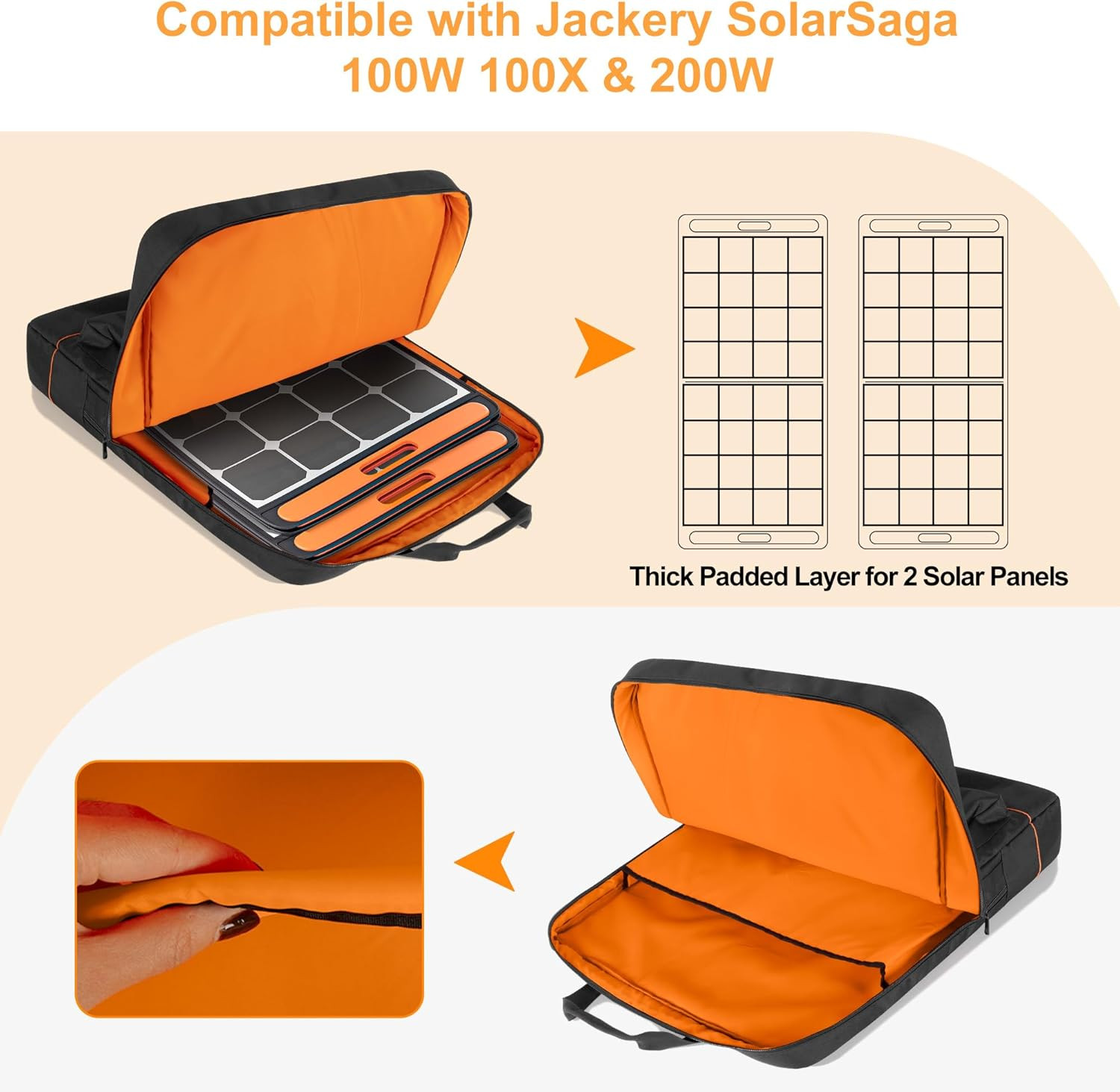 Solar Panel Storage Bag with Bright Lining, Travel Carrying Case Compatible with