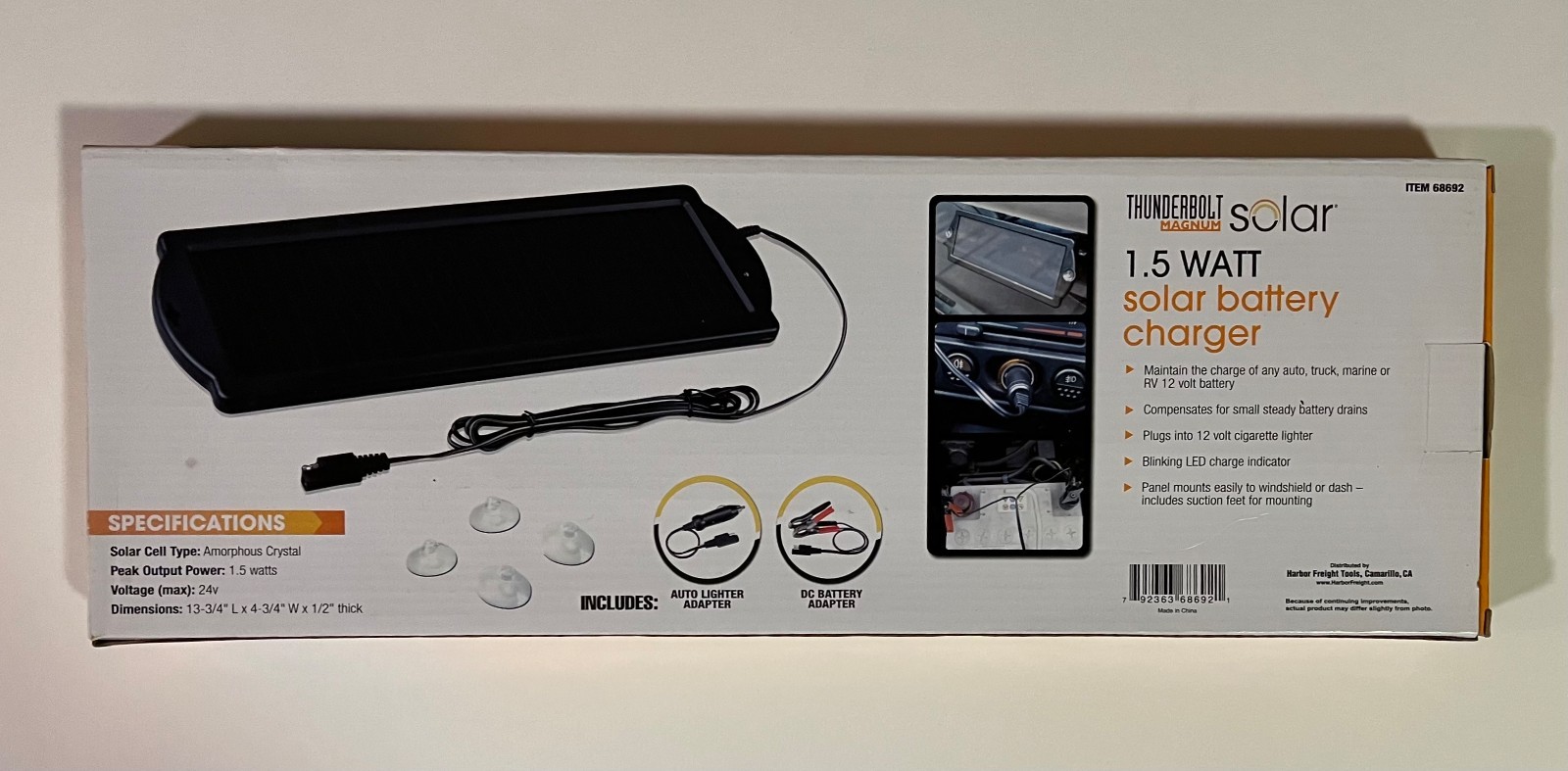 Thunderbolt Magnum Solar 1.5 WATT SOLAR BATTERY CHARGER 12V for Car Boat RV