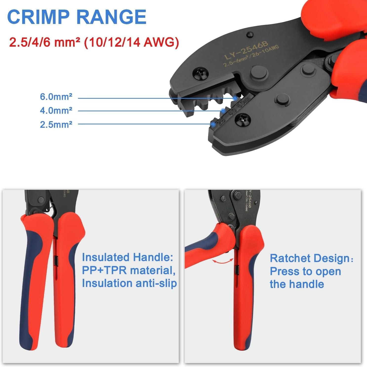 Solar Crimping Tool Kit for 2.5/4/6mm²/10-14AWG, with 12 Pairs Male Female So…