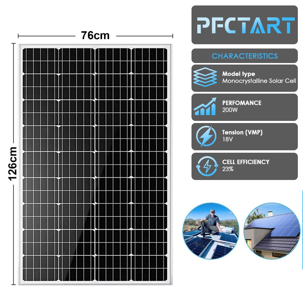PFCTART 2000W Solar Panel Kit Mono 12V Solar Battery Charge for Home RV Boat Car