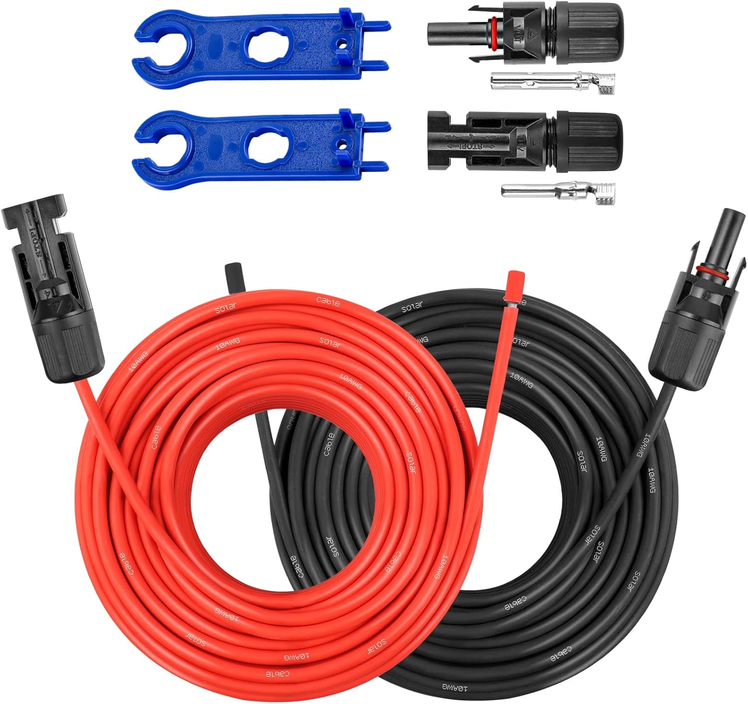 10AWG Solar Extension Panel Cable – 100FT PV Wire with Waterproof Female and Mal