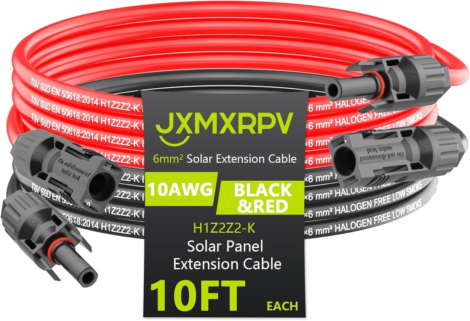 Extension 10Ft 10AWG, Solar Wire with Tool-Free Solar Connectors, Waterproof …