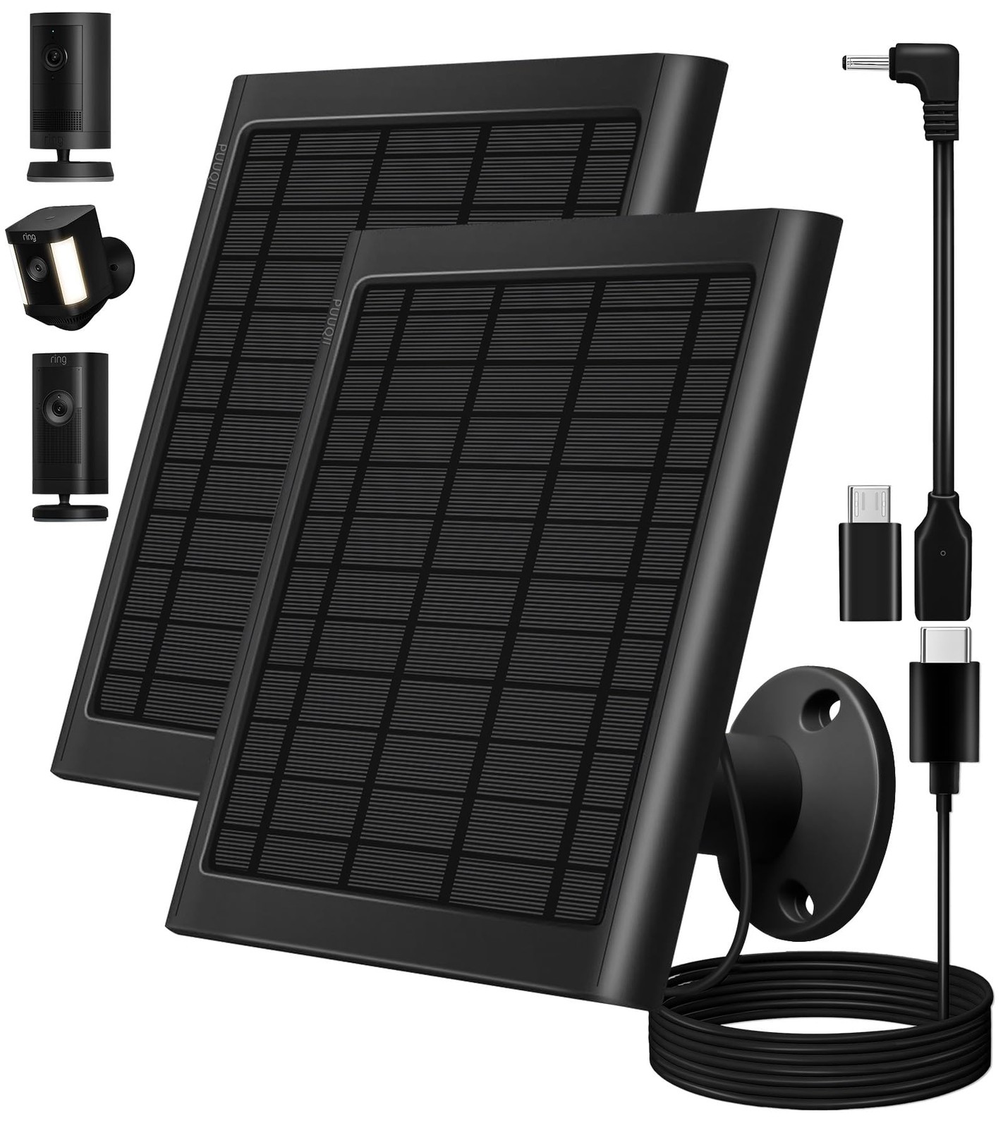 8W Solar Panel for Ring Camera, 2-Pack Solar Panel Charger Compatible with Ri…
